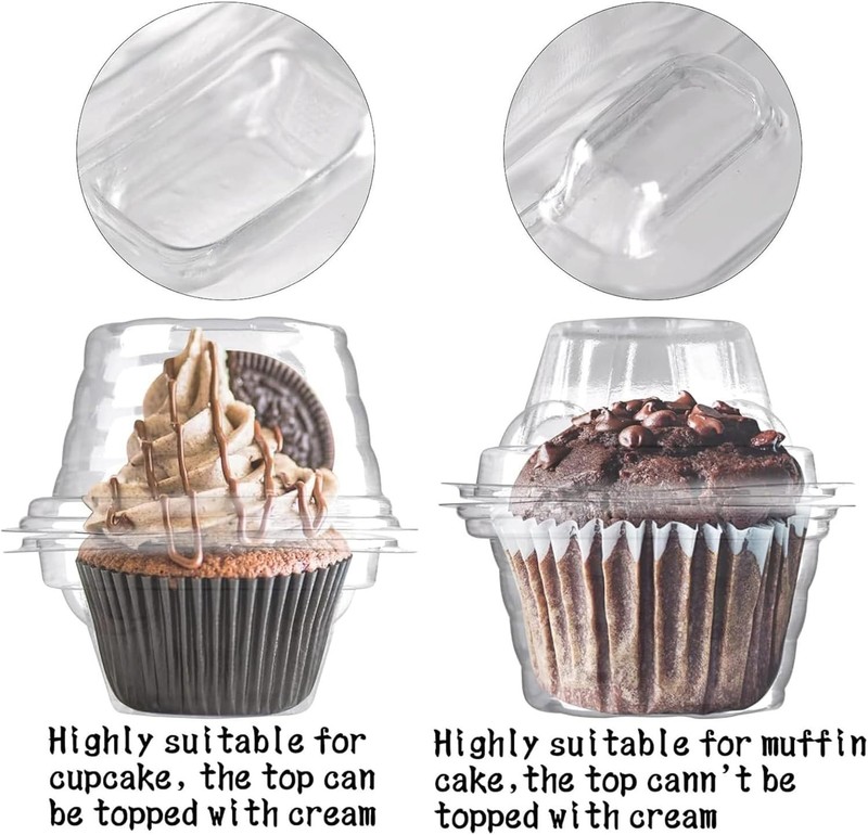 25-Pack Clear Plastic Cupcake Containers - Stackable, Deep Dome, 6oz gallery