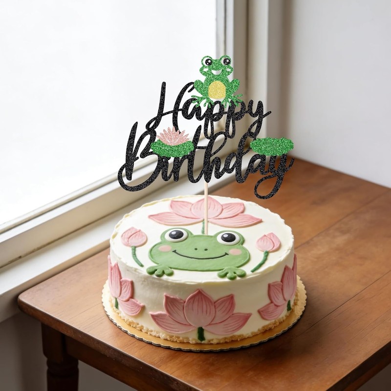 Glitter Frog Happy Birthday Cake Topper - Animal Theme Baby Shower & Gender gallery