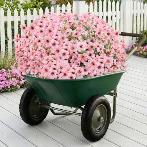 Artificial Flowers Fake Plants for Outdoors Artificial Flowers(13 Pcs) Pink gallery