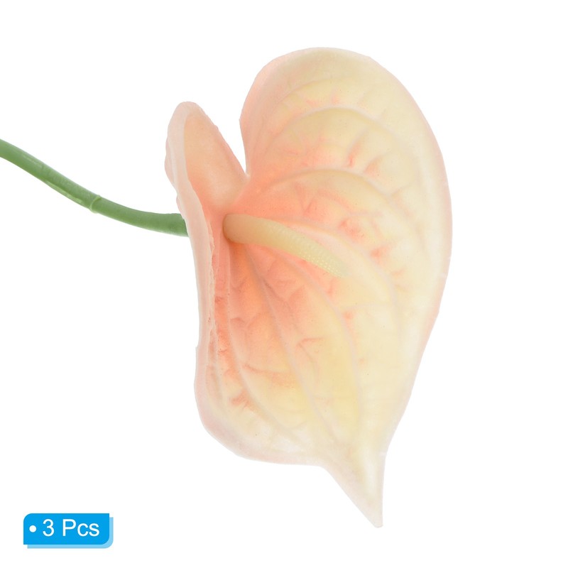 13" Artificial Anthrax Lily Flowers, 3pcs Permanent Flower, Light Orange gallery