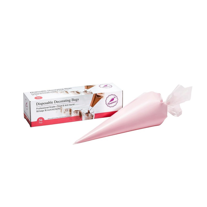 Keenpioneer Piping Bag – Disposable Cake Decorating Bag, 16 inch, Clear