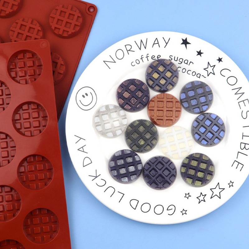 2pcs 18 DIY baking waffle shaped silicone mold circular biscuit mold