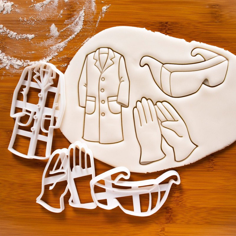Set of 3 Science Lab PPE Cookie Cutters – Gloves, Goggles, Laboratory Coat