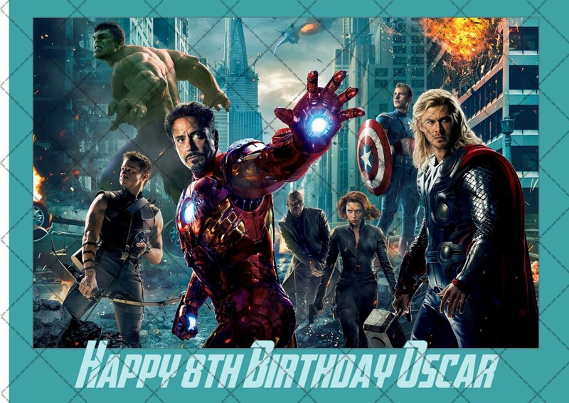 Marvel Avengers Superhero Rectangle Square A4 A3 Edible Icing Cake Topper gallery