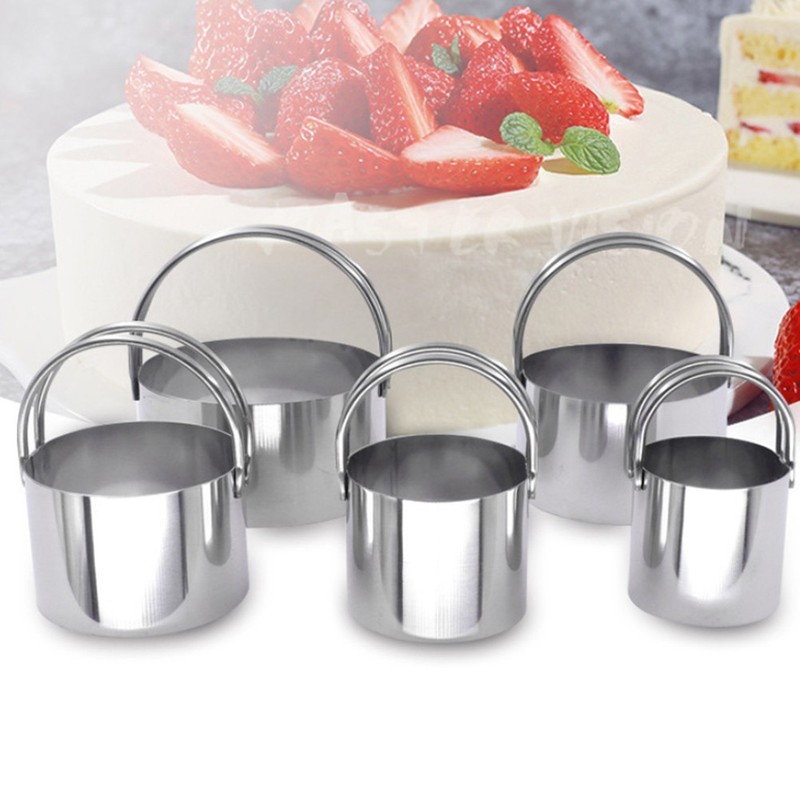 5 Pcs Stainless Steel Cookie Cutter Mousse Ring Set With Handle Baking Tool gallery