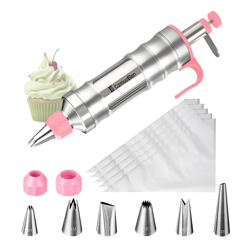 Dessert Decorating Syringe Set, Frosting Piping Kit icing piping pink, Pink