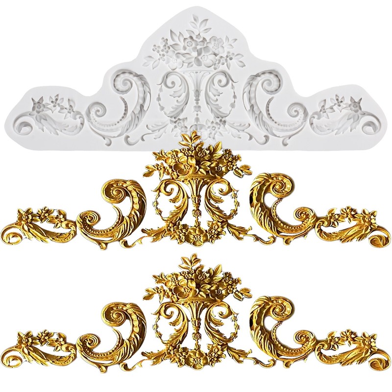 Baroque Style Relief Flower Silicone Mold Fondant Cake Decorating Chocolate