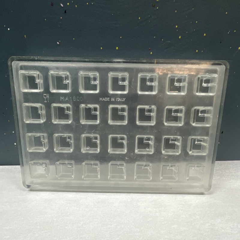 Polycarbonate Square Chocolate Mold MA1800 Clear Made in Italy