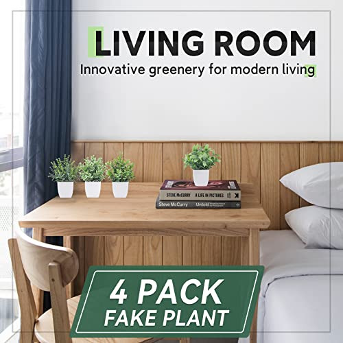 4 Pack Fake Plants Mini Artificial Greenery Potted Plants for Home 4-grey gallery