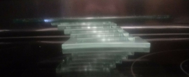 Moving Sale Art Deco Modern Raised Aqua and Clear Glass Cake Plate gallery