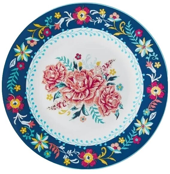 Pioneer Woman ~ 5.25″ x 11.75″ ~ Enamel ~ Pie ~ Cake Plate ~ KEEPSAKE FLORAL