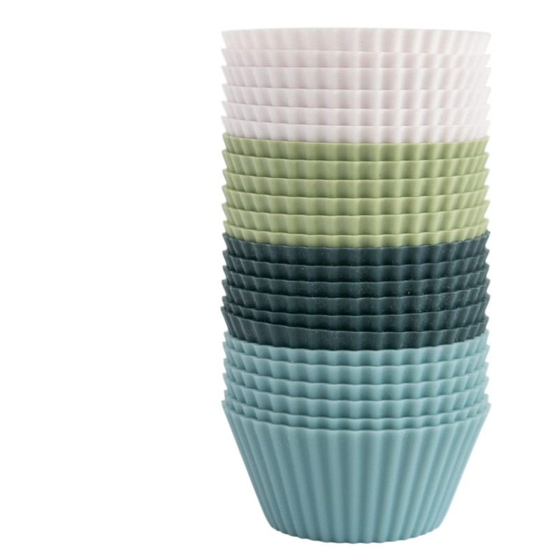 Reusable Silicone Baking Cup Muffin Liners Cupcakes BPA Free 24 Pack Assorted