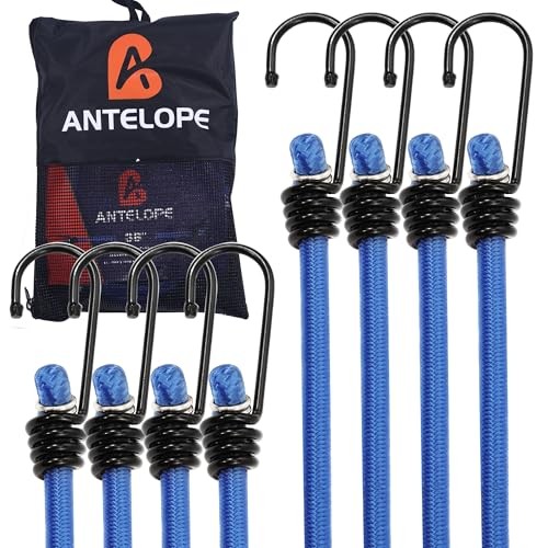 36″ Bungee Cords with Hooks, Pack of 8 Premium Heavy Duty Rubber 36″ x 8pcs