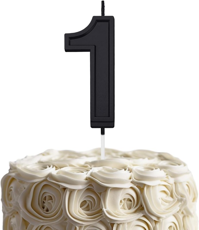 Black 1 Number Birthday Candles for Cake, 2.76 Inch Cake Topper Number 1 Candles