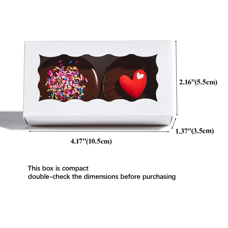 100 PCS Small Treat Boxes White Candy Box Window 4.17x2.16x1.37 Inch Macaron gallery
