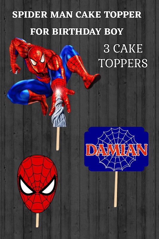 Spider Man Cake Topper For Birthday Boy, 3 Cake Toppers Para Cumpleaños De Niño gallery