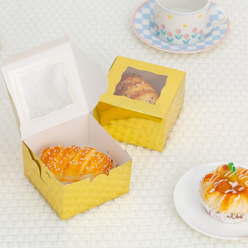 100Pcs Cookie Boxes With Window Small Bakery Boxes 4x4x2.5 Inches Mini Cake B... gallery