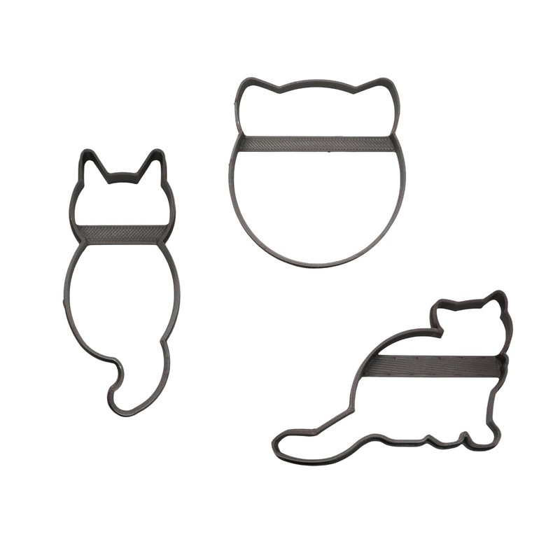 CAT POSES KITTY FACE SITTING LAYING OUTLINES SET OF 3 COOKIE CUTTERS USA PR1728