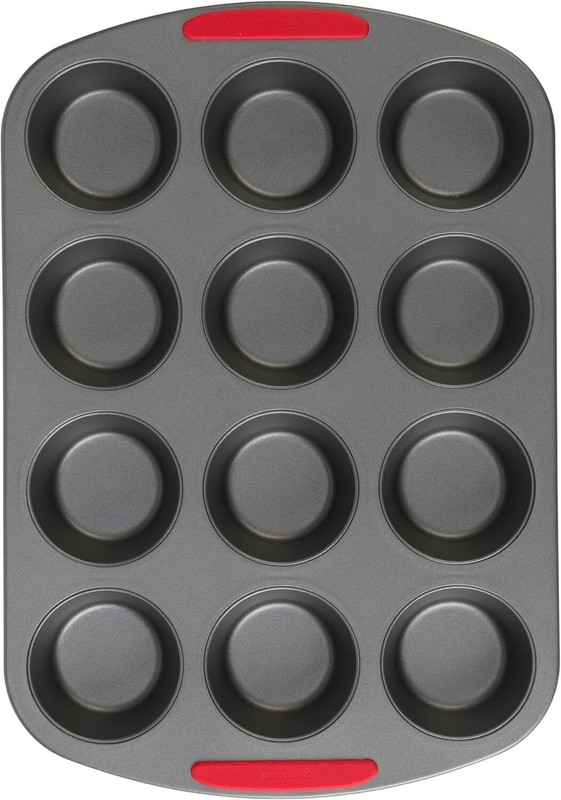 GoodCook MegaGrip 12-Cup Nonstick Steel Cupcake and Muffin Pan 12-Cup, Gray