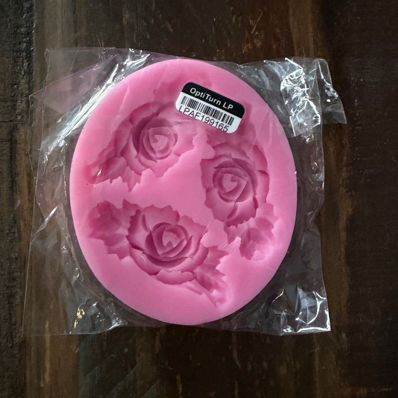 Silicone Pink Rose Chocolate Candy Mold Floral One Mold 3 Roses