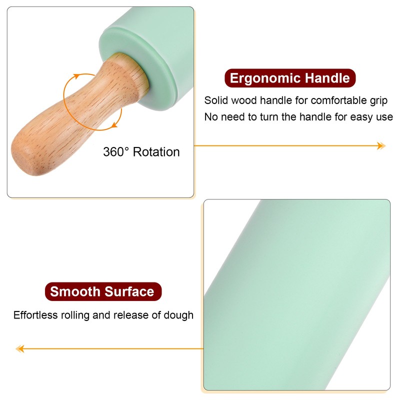 2pcs Silicone Rolling Pins for Baking 23.5cm x 4.2cm, Green gallery