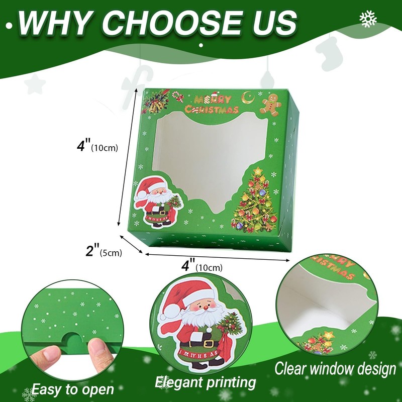 48 PCS Christmas Cookie Boxes Treat Window Dessert Pastries Gift Giving 4x4x2 gallery