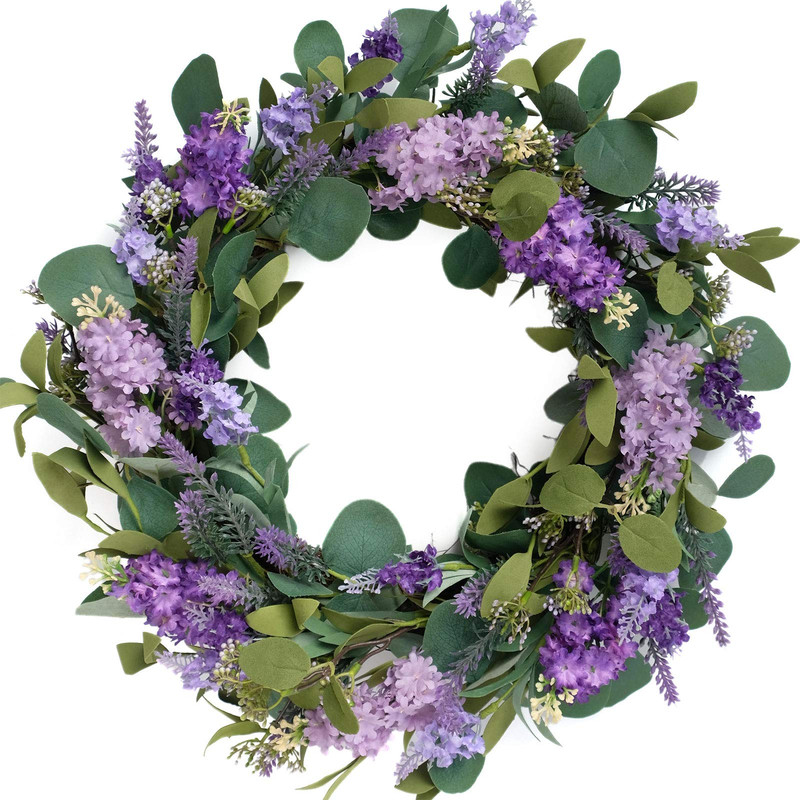 Idyllic 18Artificial Flower Eucalyptus Leaves Wreath Rustic Farmhouse