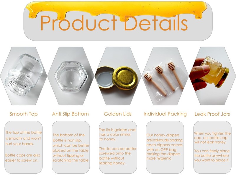 20 Pack Mini Honey Jars with Dipper - Mini Honey Jars for Baby Showers & Wedd... gallery