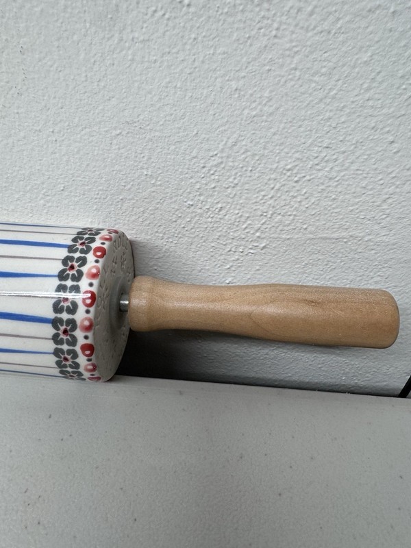 ANTHROPOLOGIE Handpainted Lucerne Rolling Pin Stay Sweet Floral White Blue gallery