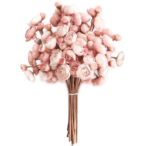 Ranunculus Artificial Flowers 18 Pcs Faux Silk Mini Ranunculus Bulk Dusty Rose gallery