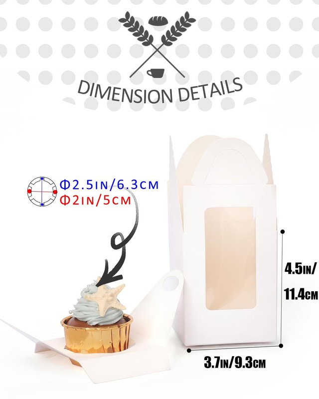 100Packs Cupcake Boxes Individual Cupcake Holders Disposable White Single Cup... gallery