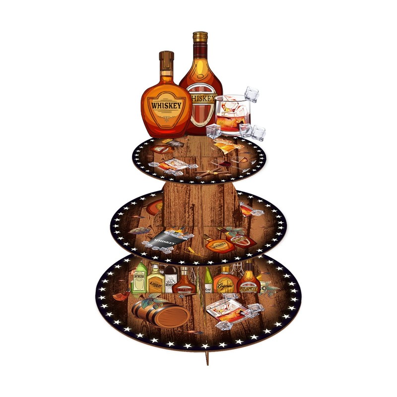 3 Tier Whiskey Cupcake Stand, Dessert Cake Tower, Kitchen Tray Stand, Wedding…