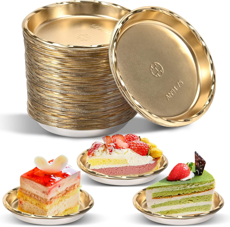 3 Inches Mini Cake Boards Stands Rounds 100Pcs/Pack, Disposable Gold Mousse Cake