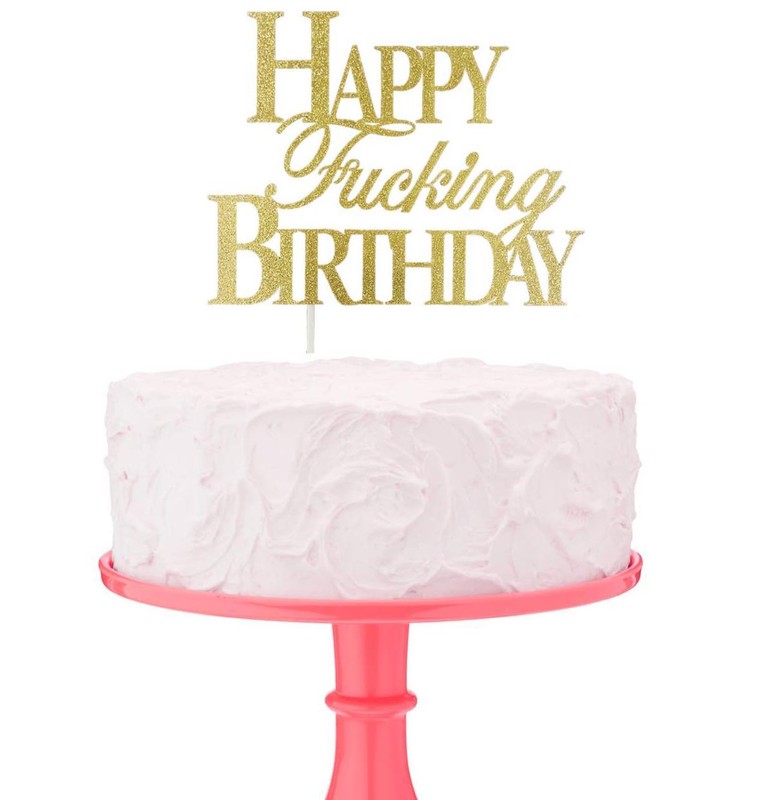 Happy F#%king Birthday Funny Glitter Cake Topper – Party Gag Gift & Decoration