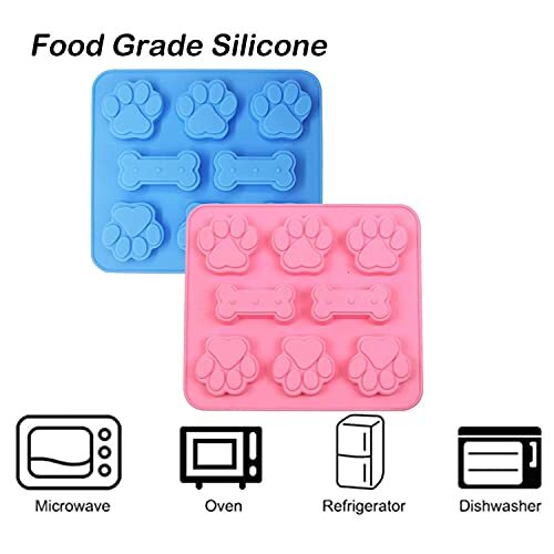 2 Pack Silicone Molds Puppy Dog Paw and Dog Bone Silicone Dog Blue and Pink gallery