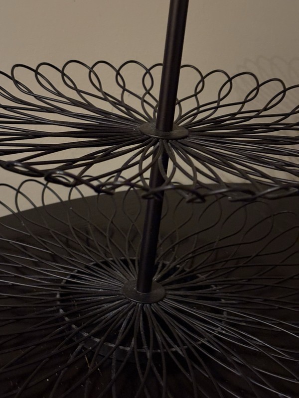 3-Tier Black Metal Round Cupcake Stand Matte Finish Abstract Pattern gallery