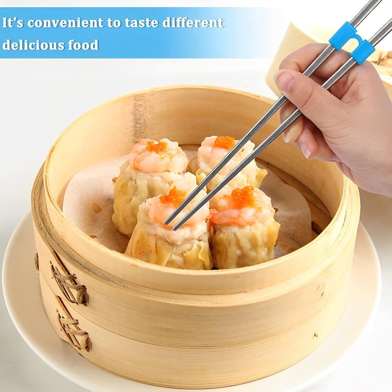 Reusable Chopstick Helpers Training Hinges Connector Multicolor 16 Pairs gallery