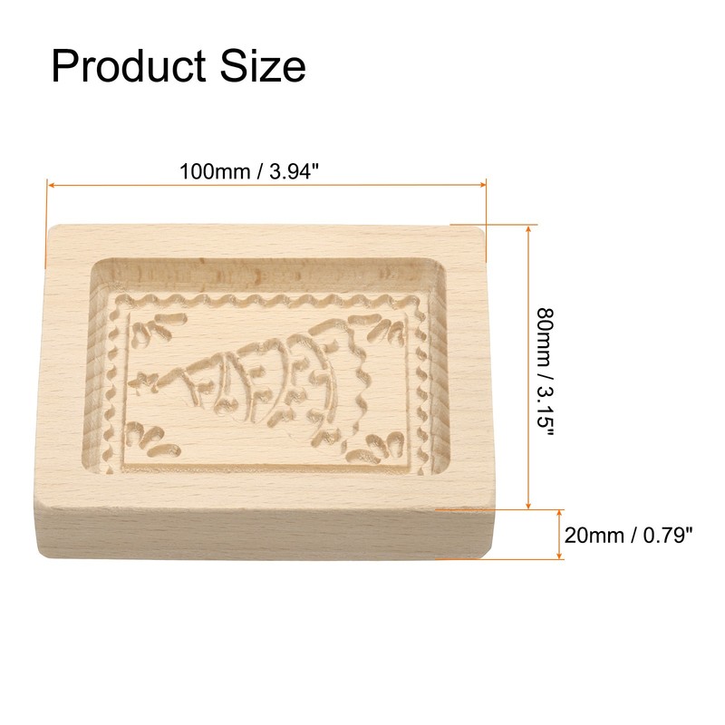 Wooden Cookie Mould 3.94" x 3.15" Cookie Biscuit Mould Square Christmas Tree gallery