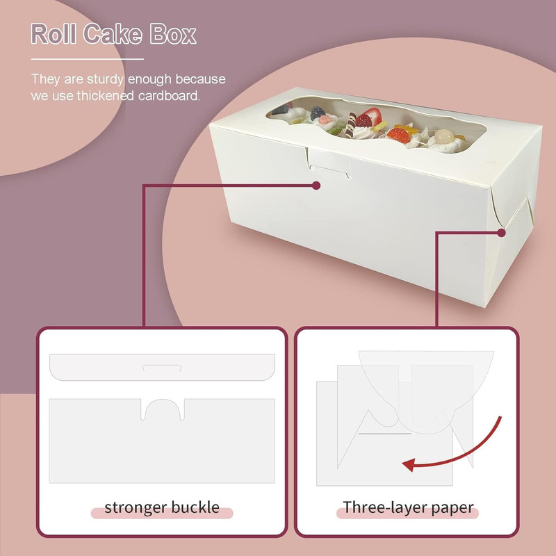 30Pcs 9X4X3.5 Inch Cookie Boxes White Bakery Boxes with Window, Loaf Cake Boxes gallery