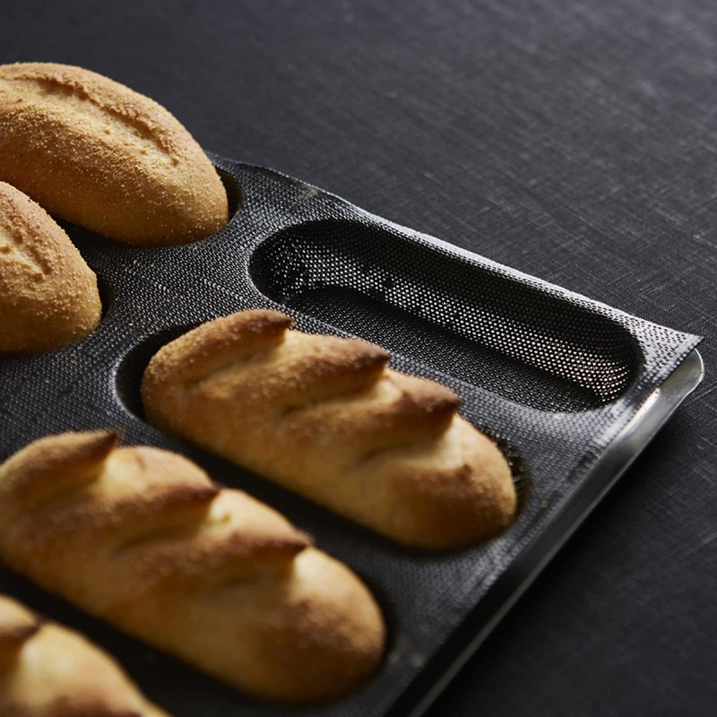 Silicone Perforated Bread Mold for Baking, 12 Individual Oblong Baking Forms,... gallery