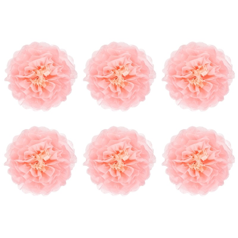 Crepe Paper Flowers, Light Pink Tissue Paper Flowers – 8 x 8 Inch / 6 Pcs