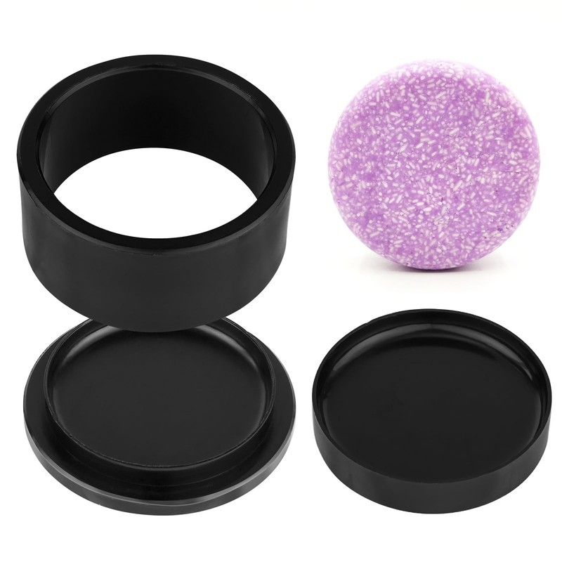 2.5inch Round Soap Shampoo Bar Mold, 3D Plastic Solid Bath Bomb Shower Black