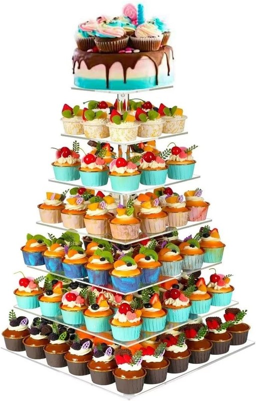 7 Tier Cupcake Stand 100 Cupcakes Cake & Cupcake Combo Dessert Tower Holder