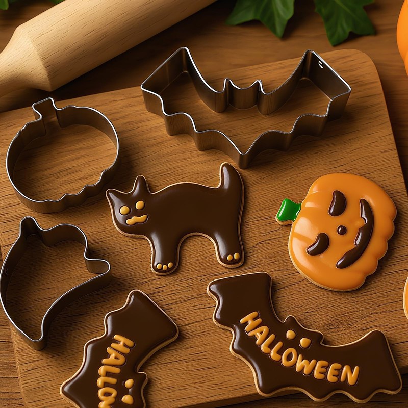 Horror-themed cookie cutters - Witch's Hat, Pumpkin, Ghost, Cemetery，Bat and ... gallery