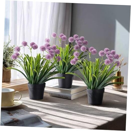 3 Pack Fake Small Plant in Pot Artificial Potted Flowers for Home Decor Type 4