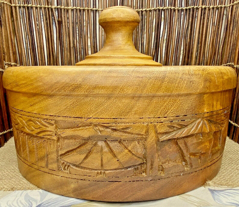 VT Monkey Pod Wood Cake Dome Cover The Hardwood Factory Kauai Hawaii Hand Carved gallery
