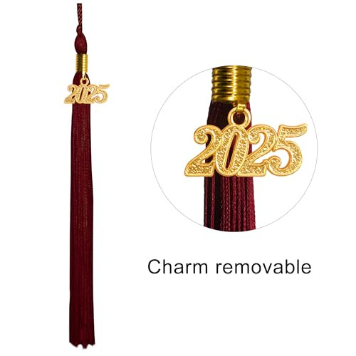 Matte Graduation Cap with 2025 Tassel for High School & One Size Maroon gallery
