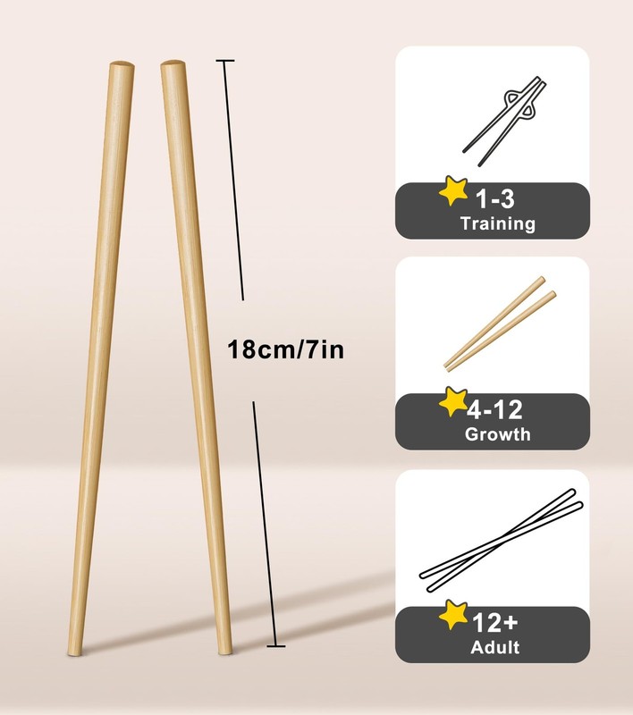 3 Pairs Short Kids Chopsticks 7inch Bamboo Reusable Training Chop Sticks for ... gallery