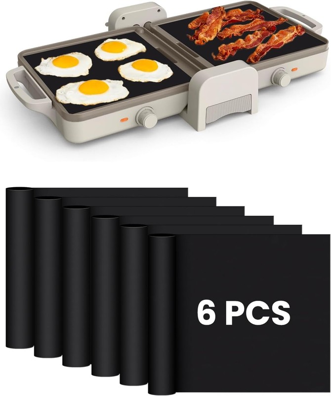 6PCs Teflon Mats Oven Liner Compatible with Bella 10”x20” Ceramic Fold-n-Store