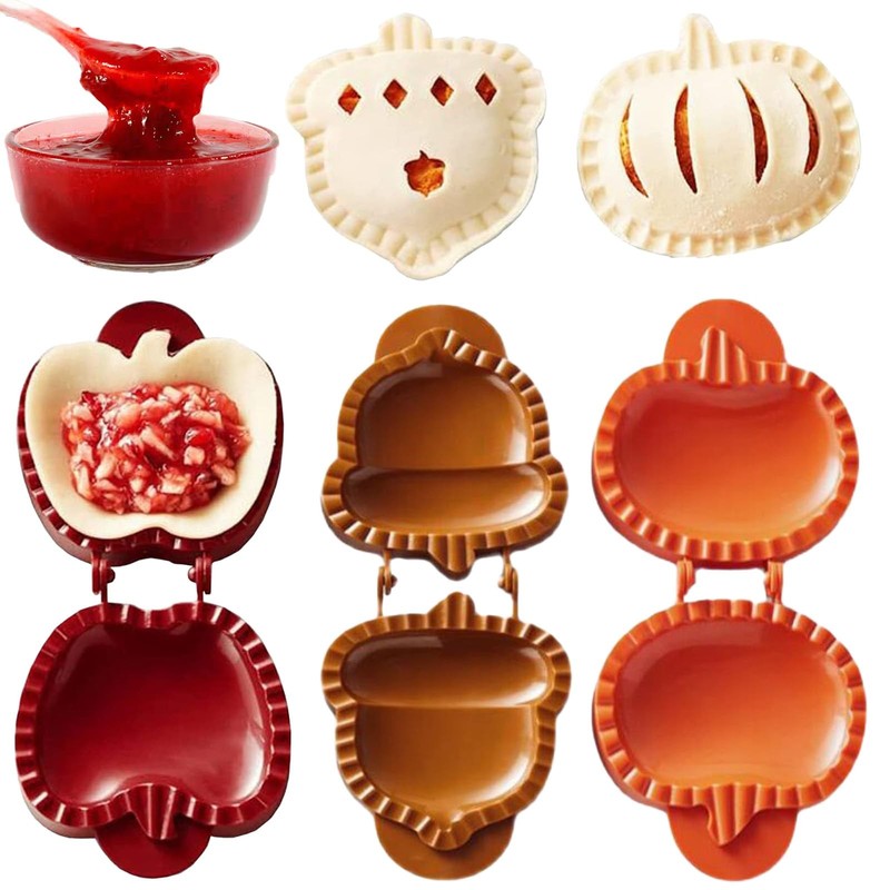 Dough Presser Pocket，Mini Pie Molds,One-Handed Cookie Maker, 3 Shape Christma…